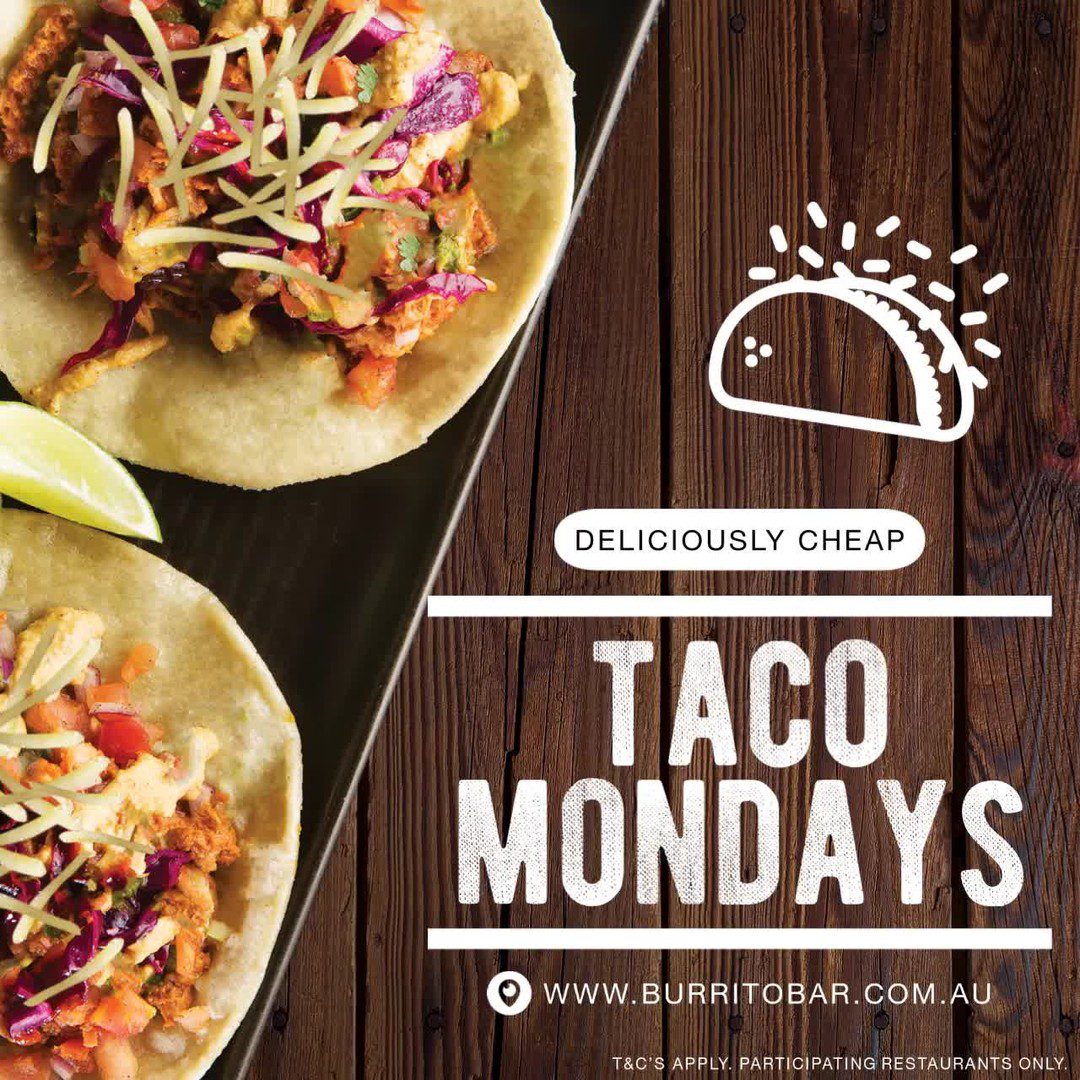 The way to my heart...buy me TACOS! 💗🌮Check out your nearest BB's #TacoMonday deal by visiting www.burritobar.com.au! Don't miss out on CHEAP #TACOS every MONDAY! T&C's apply. Participating stores only. Public Holiday Surcharge May Apply.
