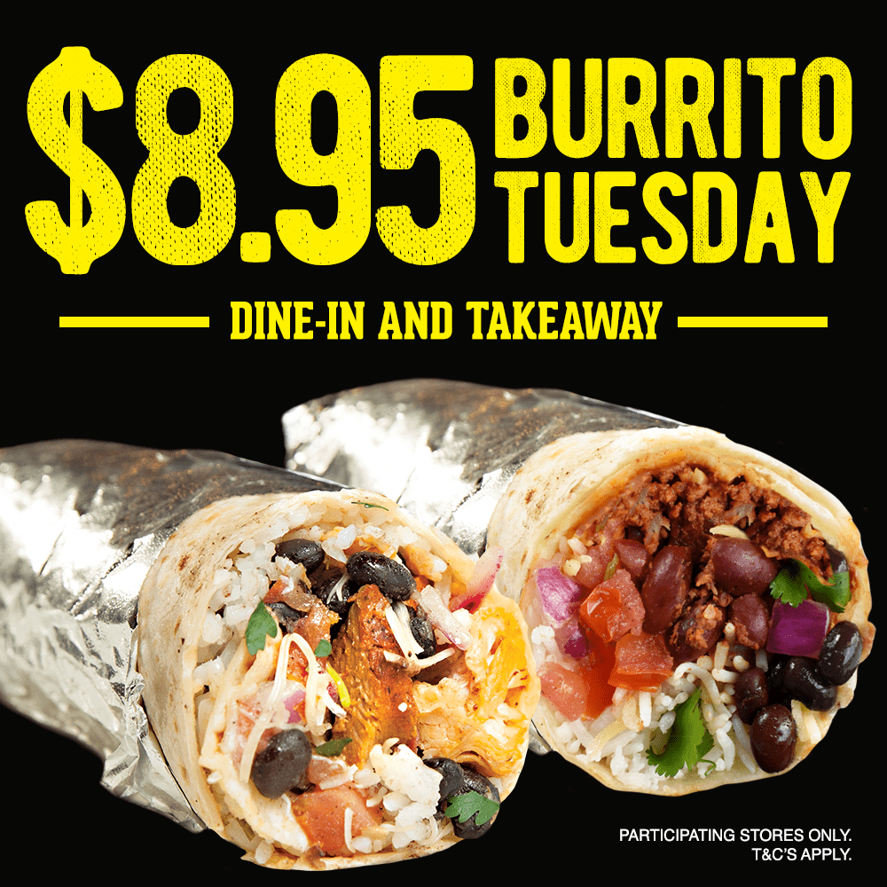 $8.95 BURRITO TUESDAY