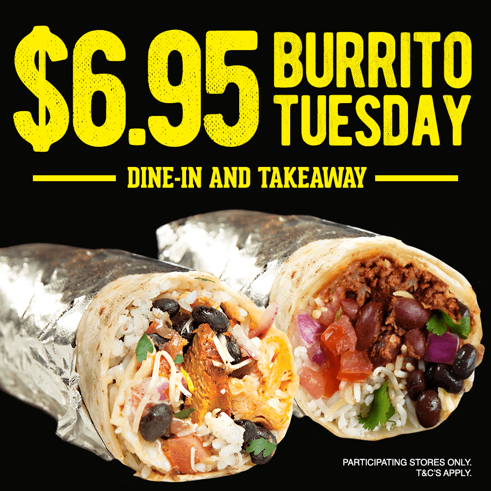 $6.95 BURRITO TUESDAYS