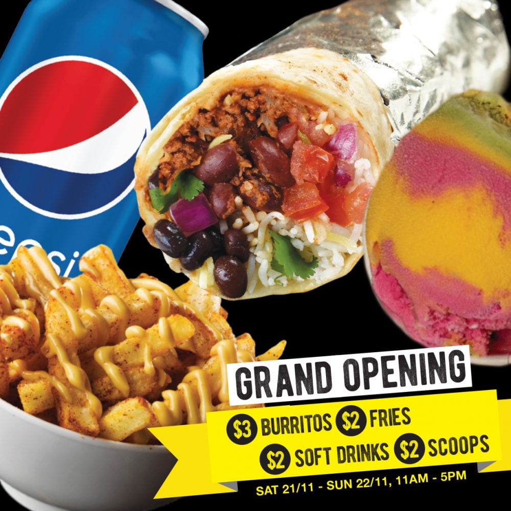 BROWNS PLAINS GRAND OPENING EVENT! Burrito Bar Mexican Restaurant & Bar