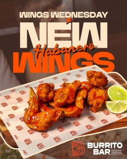 Wings Wednesday just got spicier... 🔥🥵

Drop into Burrito Bar to try our NEW Habanero Wings for just 50c 🙌

T&Cs apply. 50c wings only on Wednesdays with the purchase of a drink.