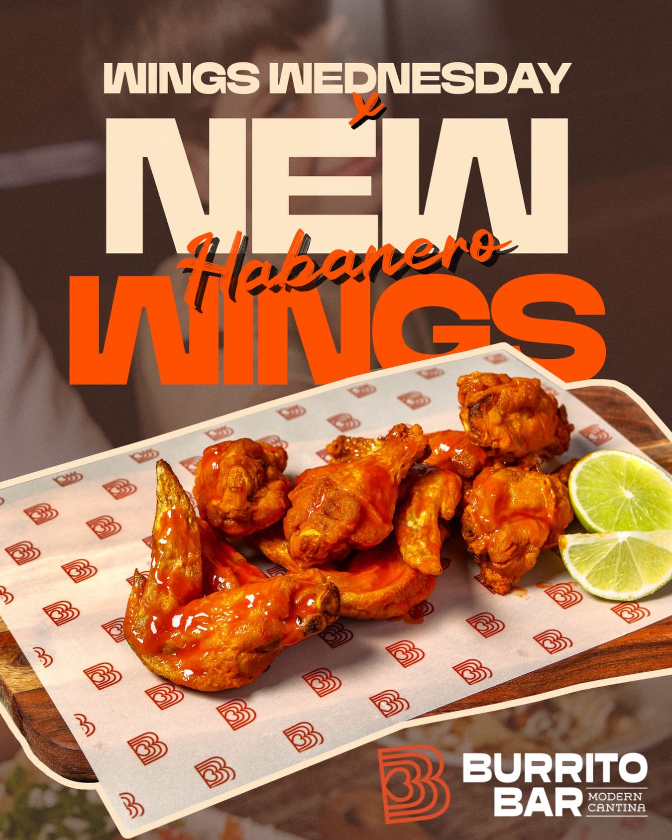 Wings Wednesday just got spicier... 🔥🥵

Drop into Burrito Bar to try our NEW Habanero Wings for just 50c 🙌

T&Cs apply. 50c wings only on Wednesdays with the purchase of a drink.