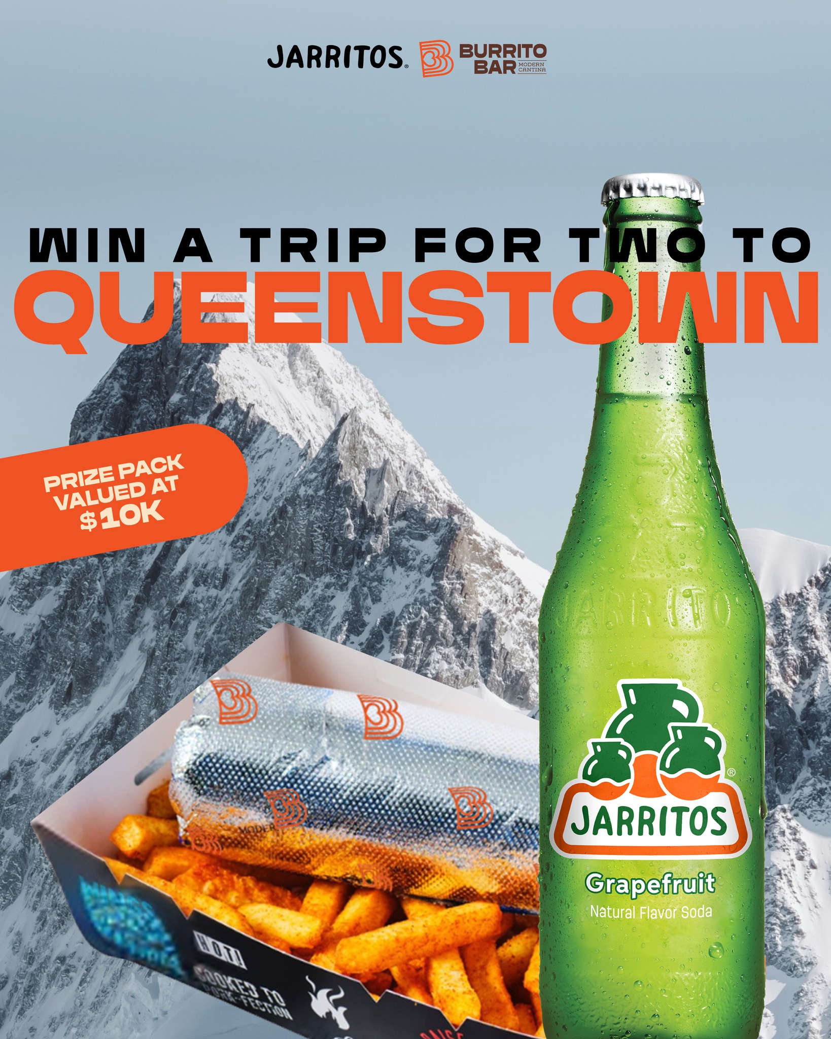 ❄️ WIN a Ski Trip to New Zealand with Burrito Bar x Jarritos 🇳🇿🏂

Buy a Jarritos Comida meal for just $14.95 and enter the draw for a chance to WIN flights, accommodation, ski passes, exclusive merch & more.

Think snow, slopes & Queenstown vibes this winter season⛷️

Promo runs from 11 May 2026 – 28 June 2026.
Enter now + view full Terms & Conditions here: 
https://burritobar.com.au/burritobar-jarritos-skitrip2026/