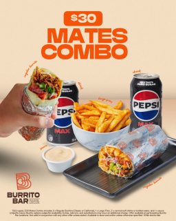 Date night, mate night, any night 🌯🧡
The Mates Combo is the move — Grab 2 burritos, a large fries and 2 drinks for $30! Delicious every time. 😍