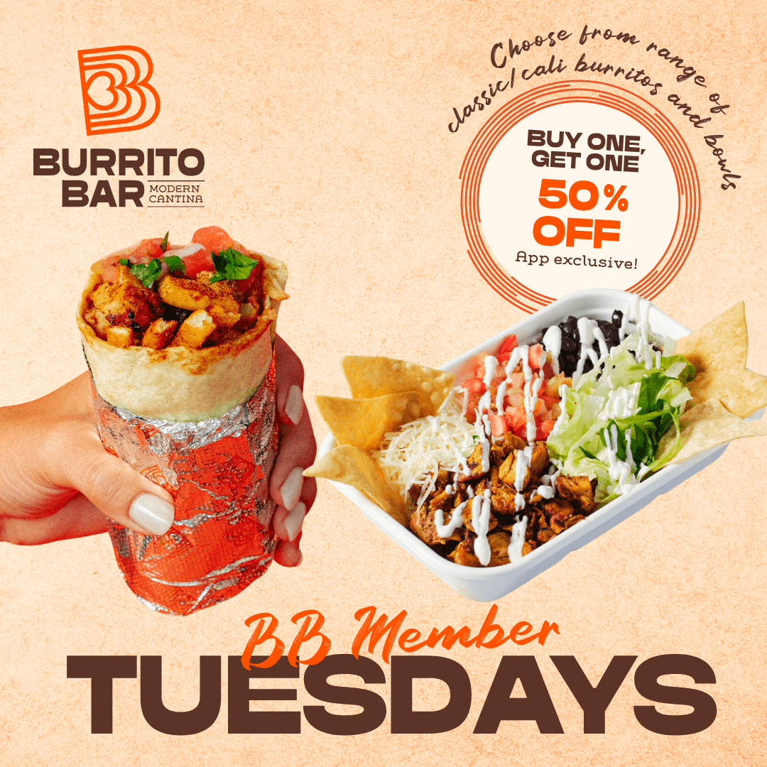 Buy one, get one 50% off (Tuesdays and app exclusive)